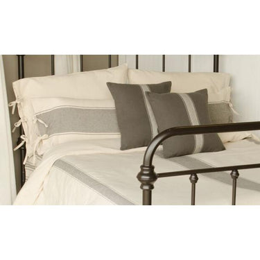 Grain Sack Stripe Cream Pewter Lumbar Pillow Cover LC165065 - The Fox Decor